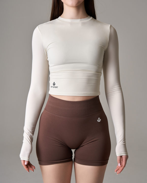 Long-sleeve soft motion top – Butter Cream White