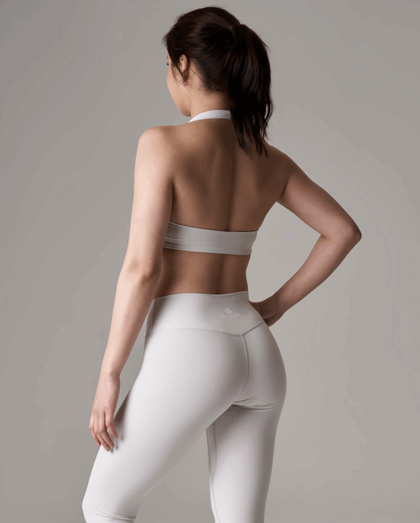 Open back seamless top (CO-ORD SET) – Fog Grey